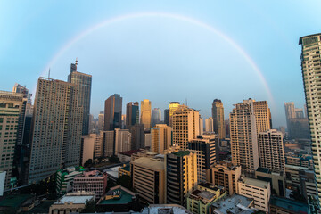 Rainbow on the Makati city, Metro Manila, Philippines, Feb 22, 2021
