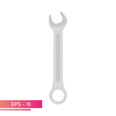 Combination wrench for nuts. Realistic design. On a white background. Tools for an auto mechanic. Flat vector illustration.
