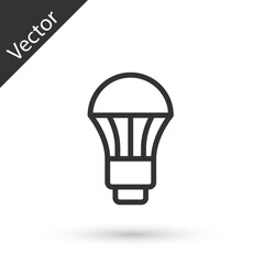Grey line LED light bulb icon isolated on white background. Economical LED illuminated lightbulb. Save energy lamp. Vector
