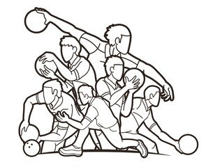 Bowling Sport Male Players  Graphic Vector
