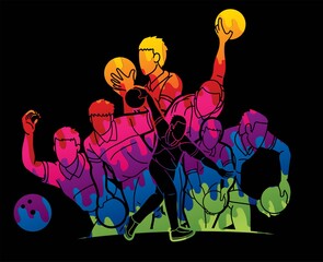 Bowling Sport Male Players  Graphic Vector
