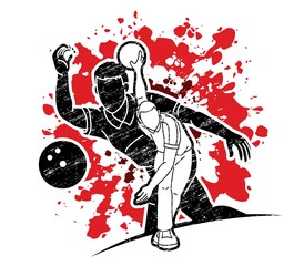 Bowling Sport Male Players  Graphic Vector