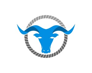 Circular rope with blue bull head inside