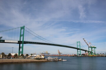 Vincent Thomas Bridge at the port of Los Angeles, San Pedro, California, USA. 