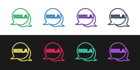Set line Hola icon isolated on black and white background. Vector © vector_v