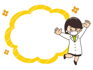 マスクを付けた女医と吹き出し