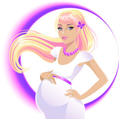 Pregnant blonde in vector