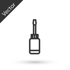 Grey line Screwdriver icon isolated on white background. Service tool symbol. Vector