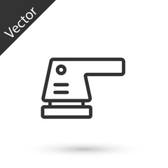 Grey line Electric sander icon isolated on white background. Orbital sander. For floor and wooden planks sanding sandpaper. Vector