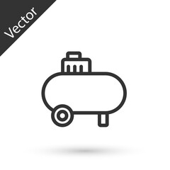 Grey line Air compressor icon isolated on white background. Vector