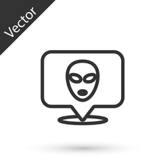 Grey line Alien icon isolated on white background. Extraterrestrial alien face or head symbol. Vector