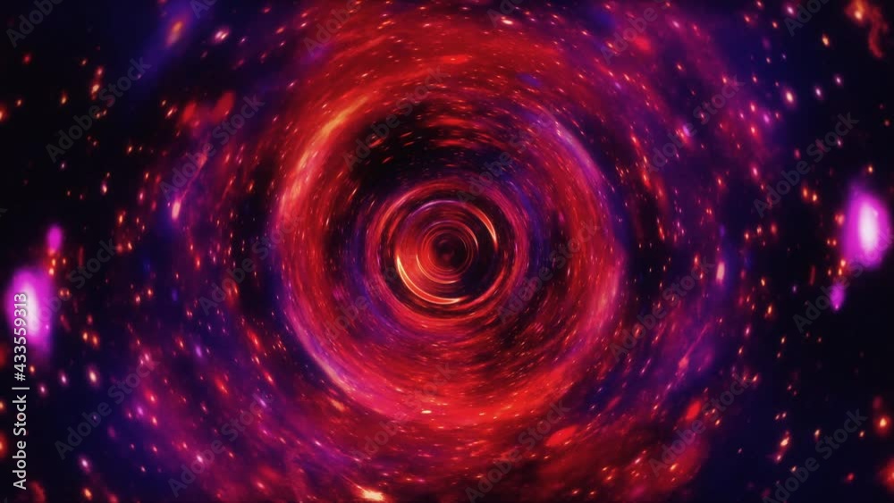 Wall mural abstract grunge red hyperspace tunnel animation. 4k 3d loop sci-fi traveling in an abstract grungy h