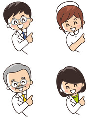 医療従事者　指差し　顔出し