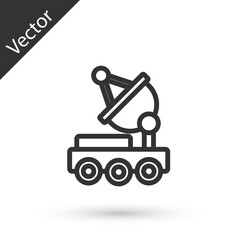 Grey line Mars rover icon isolated on white background. Space rover. Moonwalker sign. Apparatus for studying planets surface. Vector