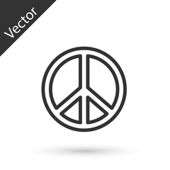 Grey line Peace icon isolated on white background. Hippie symbol of peace. Vector