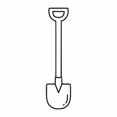 Doodle style drawing of  shovel. Tool for gardening.