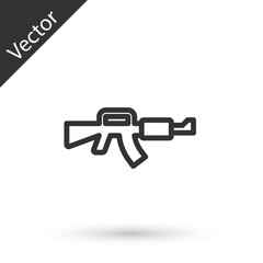 Grey line M16A1 rifle icon isolated on white background. US Army M16 rifle. Vector