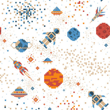 Pixel Art Inter Galactic Adventure Space Pattern