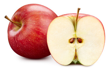 Red apple half isolated on white background
