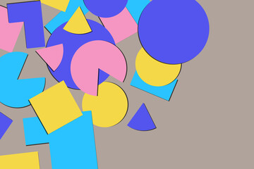 Futuristic cover design for notebook paper, copybook brochures, book, magazine, print. Geometric abstract background with multicolor elements. Colored pattern with shapes