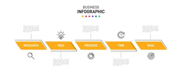 Infographic design with icons and 5 options or steps. Thin line vector. Infographics business concept. Can be used for info graphics, flow charts, presentations, web sites, banners, printed materials.