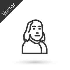 Grey line Benjamin Franklin icon isolated on white background. Vector