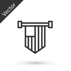 Grey line American flag icon isolated on white background. Flag of USA. United States of America. Vector