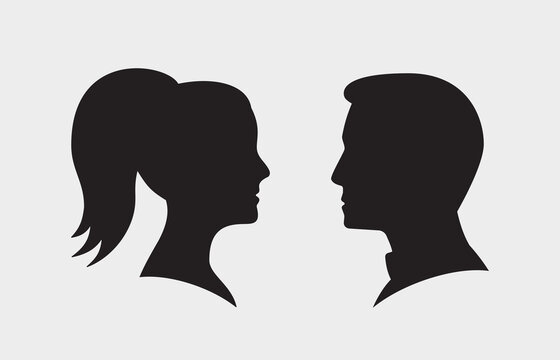 Man and woman silhouette icons. Illustration isolated. Simple pictogram.