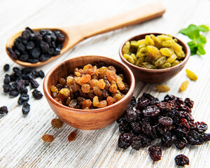 Collection of various raisins