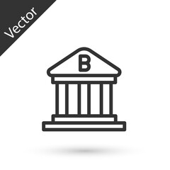 Grey line Bank building icon isolated on white background. Vector