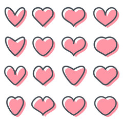 Set of vector template. Abstract heart icons.