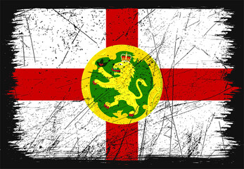 Creative grunge flag of Alderney country. Happy national day of Alderney. Brush flag on shiny black background
