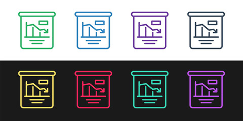 Set line Pie chart infographic icon isolated on black and white background. Diagram chart sign. World finance crisis. Vector