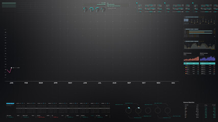 Business stock market, trading, info graphic with animated graphs, charts and data numbers insight analysis to be shown on monitor display screen for business meeting mock up theme