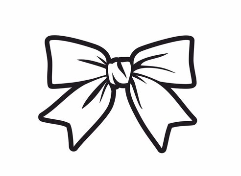 recommend clip art: Black outline of a bow for decorating a gift or birthday greetings. Decor for postcards for New Year or Christmas. Raster illustration.