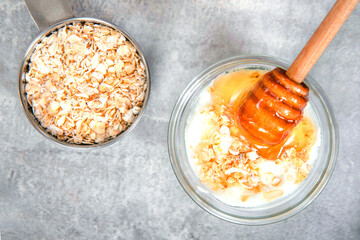 Natural Homemade Body Face Scrub Oat, honey and yogurt.