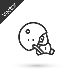 Grey line Modern pilot helmet icon isolated on white background. Vector