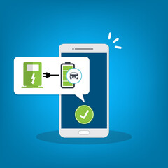 Electric car charging application on a mobile phone.	