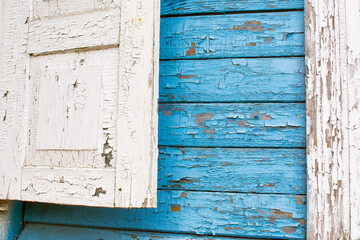 White wood structure texture of old house. Cracked wooden pattern. Plank background. Natural wood board. Dry tree section backdrop.