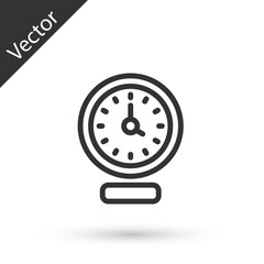 Grey line Clock icon isolated on white background. Time symbol. Vector