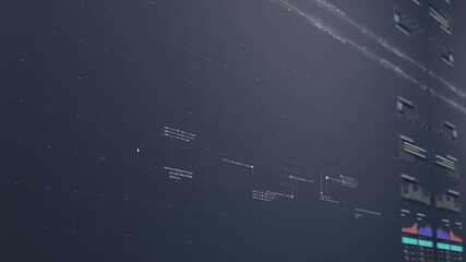 Business stock market, trading, info graphic with animated graphs, charts and data numbers insight analysis to be shown on monitor display screen for business meeting mock up theme