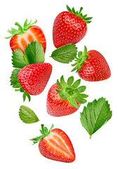 Strawberry with a leaf exotic fruit with slice