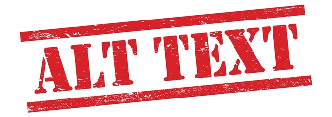 ALT TEXT text on red grungy lines stamp.