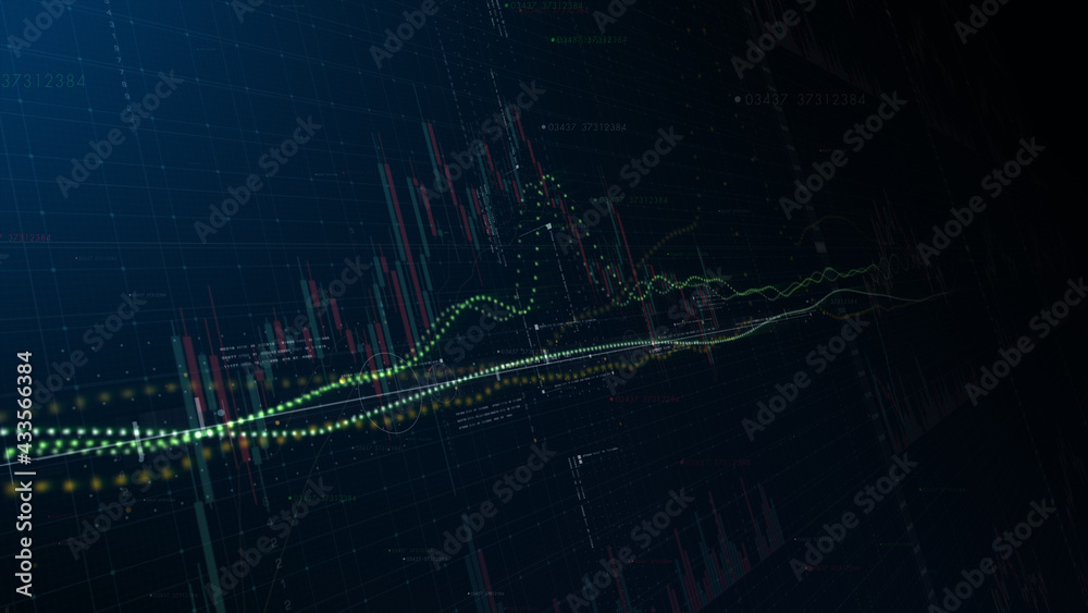 Poster Business stock market, trading, info graphic with animated graphs, charts and data numbers insight analysis to be shown on monitor display screen for business meeting mock up theme