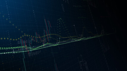Business stock market, trading, info graphic with animated graphs, charts and data numbers insight analysis to be shown on monitor display screen for business meeting mock up theme