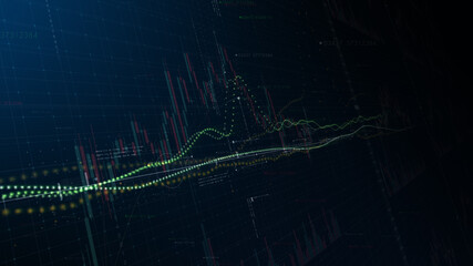 Business stock market, trading, info graphic with animated graphs, charts and data numbers insight analysis to be shown on monitor display screen for business meeting mock up theme