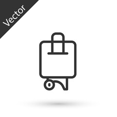 Grey line Suitcase for travel icon isolated on white background. Traveling baggage sign. Travel luggage icon. Vector