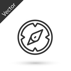 Grey line Compass icon isolated on white background. Windrose navigation symbol. Wind rose sign. Vector