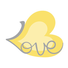 Vector illustration lettering words love. word set combinations for Valentine's Day. Pantone colors yellow and gray.