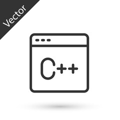 Grey line Software, web developer programming code icon isolated on white background. Javascript computer script random parts of program code. Vector